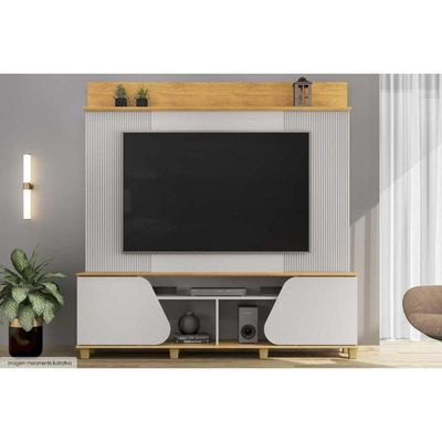 Rack Bancada c/ Painel p/ TV até 70 Pol Henry 2 Porta 182x184cm Bali/Cedro - DJ Móveis