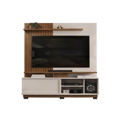 Rack Bancada c/ Painel p/ TV até 55 Pol Atenas 1 Porta 184x150cm Cedro/Bali - DJ Móveis