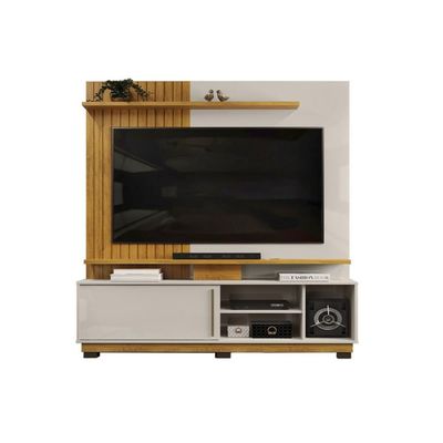Rack Bancada c/ Painel p/ TV até 55 Pol Atenas 1 Porta 184x150cm Cedro/Bali - DJ Móveis