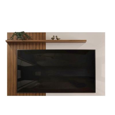 Rack Bancada c/ Painel p/ TV até 55 Pol Atenas 1 Porta 184x150cm Cedro/Bali - DJ Móveis