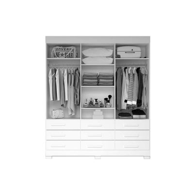 Guarda Roupa 6 Portas (2 c/ Espelho) e 9 Gavetas Débora Cinamomo - ACP