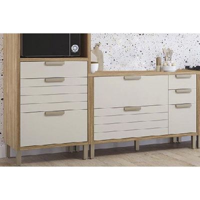 Kit de Cozinha Completa 4 Peças Eloise (2Aéreos+1Balcão+1Paneleiro) CZ028 Freijo/Titanium - MGM