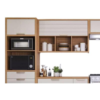 Cozinha Modulada Completa Eloise 6 Peças (3Aéreos+2Balcões+1Paneleiro) CZ023 Freijo/Titanium - MGM