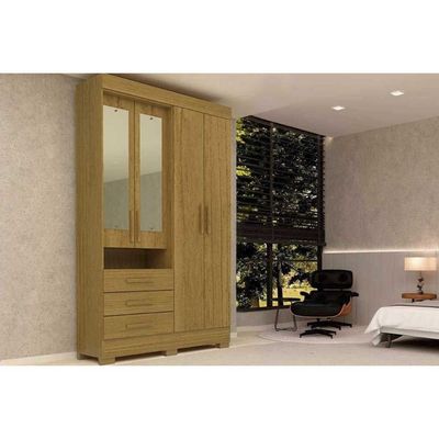 Guarda Roupa 4 Portas (2 c/ Espelho) e 3 Gavetas Débora Cinamomo - ACP