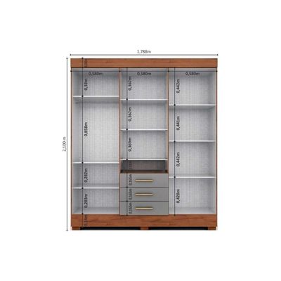 Guarda Roupa 6 Portas (2 c/ Espelho) e 3 Gavetas Débora Cinamomo - ACP