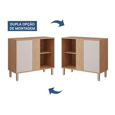 Gabinete de Cozinha Modulado Balcão c/ Tampo Divina de Canto c/ 1 Porta 92cm Cinamomo/Titanium - MGM