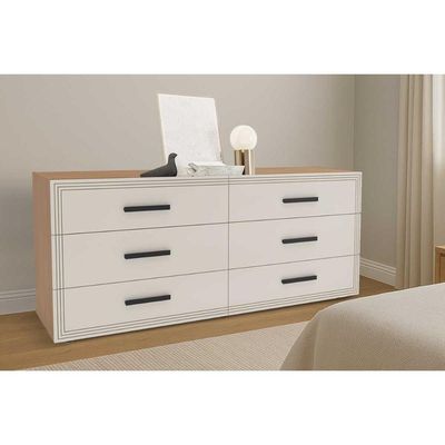 Cômoda Solteiro Valência c/ 6 Gavetas Freijo/Creme - Politorno