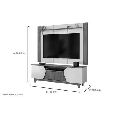 Home p/ TV até 75 Pol Helo c/ 4 Portas Off White/Freijó - DJ Móveis