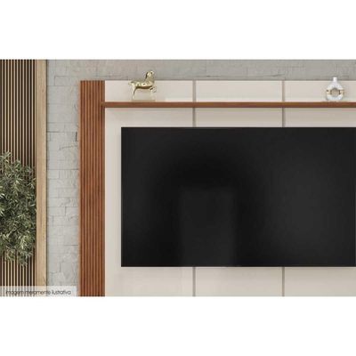 Home p/ TV até 75 Pol Helo c/ 4 Portas Off White/Freijó - DJ Móveis