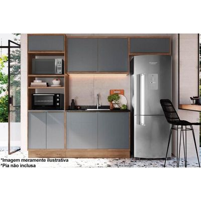 Gabinete p/ Pia Cozinha Balcão Versalis PH 3039 c/ 2 Portas s/ Tampo 120cm Freijo/Argila - Herval