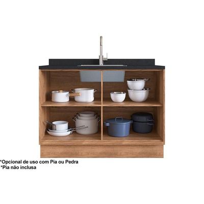 Gabinete p/ Pia Cozinha Balcão Versalis PH 3039 c/ 2 Portas s/ Tampo 120cm Freijo/Argila - Herval