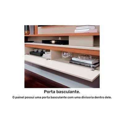 Home p/ TV até 60 Pol Treviso c/ 1 Porta e Nicho 180x153cm Off White/Cinamomo - Permóbili