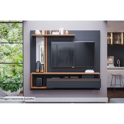 Home p/ TV até 60 Pol Treviso c/ 1 Porta e Nicho 180x153cm Off White/Cinamomo - Permóbili