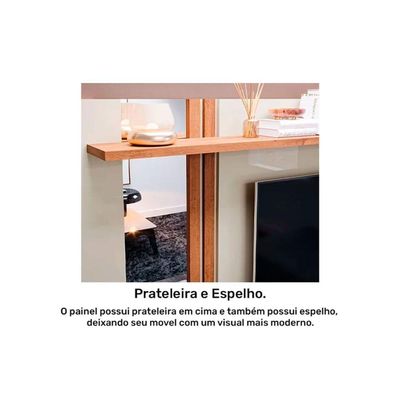 Home p/ TV até 60 Pol Treviso c/ 1 Porta e Nicho 180x153cm Off White/Cinamomo - Permóbili