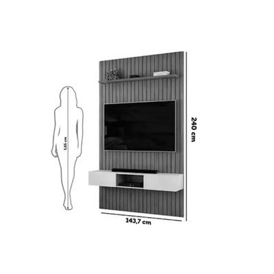Home p/ TV Trento 143x240cm Freijo/Off White - DJ Móveis
