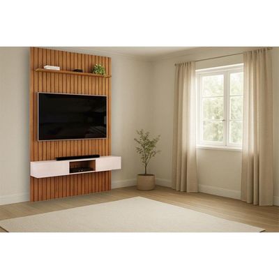 Home p/ TV Trento 143x240cm Freijo/Off White - DJ Móveis