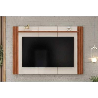 Home p/ TV até 75 Pol Helo 183x136cm Off White/Freijó - DJ Móveis