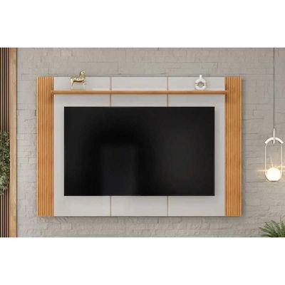 Home p/ TV até 75 Pol Helo 183x136cm Off White/Freijó - DJ Móveis