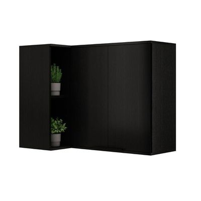 Armário Aéreo Cozinha Modulado Alpha 2505 Canto Reto c/ 2 Portas 94cm Preto - Carraro