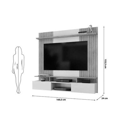 Home p/ TV até 65 Pol Ben c/ 2 Portas 160x153cm Bali/Cedro - DJ Móveis