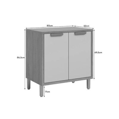 Gabinete de Cozinha Modulado Balcão c/ Tampo Eloise c/ 2 Portas 80cm Cinamomo/Titanium - MGM