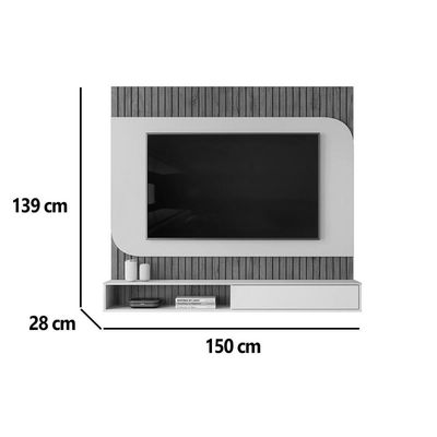 Painel Quarto p/ TV até 65 Pol Tom 150x139cm Cedro/Bali - DJ Móveis