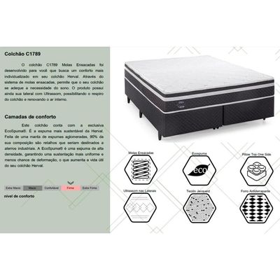 Colchão King Molas Ensacadas MasterPocket C1789 Pillow Top (193x203x26) - Herval