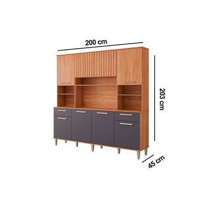 Kit de Cozinha Compacta Livia 8 Portas 2 Gavetas e 6 Nichos Cinamomo/Titanium - MGM