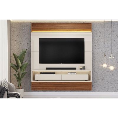 Painel Home p/ TV até 70 Pol Taylor 179x207cm Off White/Freijó - DJ Móveis