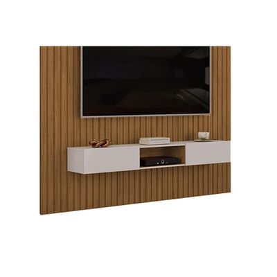Rack Bancada c/ Painel p/ TV Trento 230x240cm Cedro/Bali - DJ Móveis