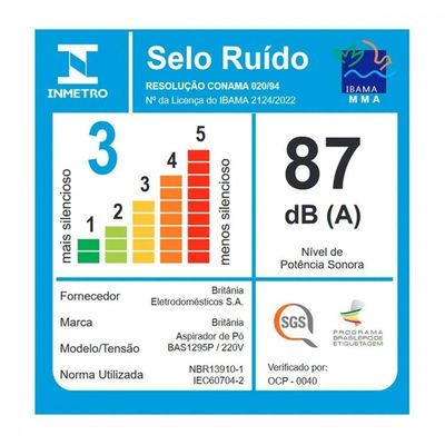 Aspirador De Pó Vertical Britânia 2 Em 1 Bas1295p 1250w Preto - 220v
