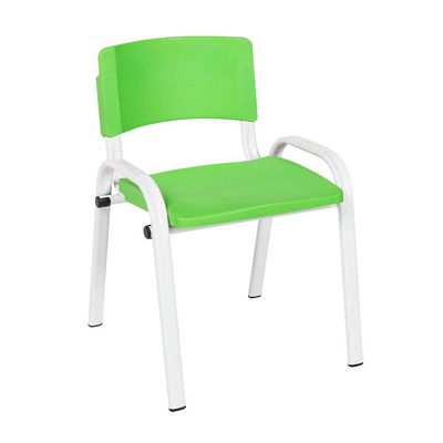 Kit 10 Cadeira Iso Infantil Creche, Escola Base Branco Verde Claro