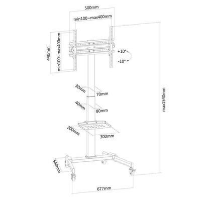 Suporte Pedestal Para Tv 32 A 70 Com Rodízios Sr150 Vinik