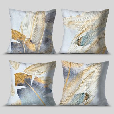 Kit 4 Capas De Almofadas Decorativa Folhas Classic