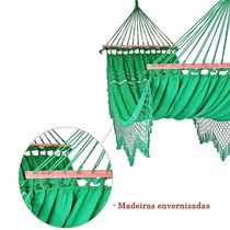 Rede Grande De Dormir Americana Com Madeira Várias Cores Cor:Verde Bandeira