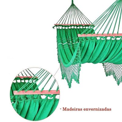 Rede Grande De Dormir Americana Com Madeira Várias Cores Cor:Verde Bandeira