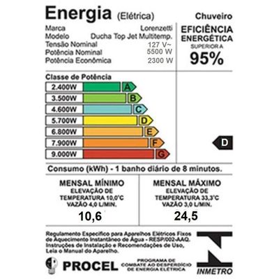 Ducha Topjet Eletrônica Lorenzetti 127v~5500w