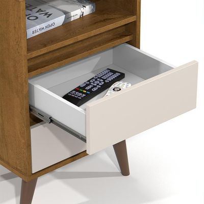 Mesa De Cabeceira Roma Quarto Com 2 Gavetas Freijo/off White