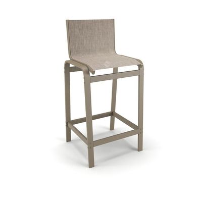 Kit 2 Banquetas Altas Bancada Alumínio Fendi Tela Mocca