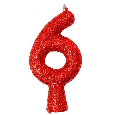 Vela De Aniversário Puro Glitter Vermelha Modelo 6