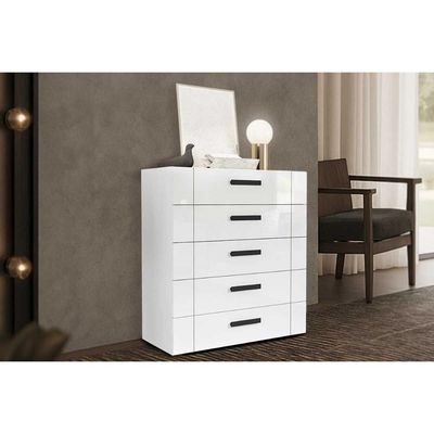 Cômoda de Quarto Lisboa c/ 5 Gavetas Branco - Politorno