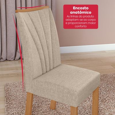 Conjunto Sala de Jantar Mesa Easy Pop 120x80cm Tampo MDF 40mm com 4 Cadeiras Confort Amêndoa/Off