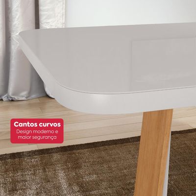 Conjunto Sala de Jantar Mesa Easy Pop 120x80cm Tampo MDF 40mm com 4 Cadeiras Confort Amêndoa/Off