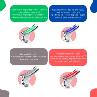 Aparelho Facial Multifuncional LED com Vibração e Aquecimento – Tecnologia Premium para Cuidados Diários