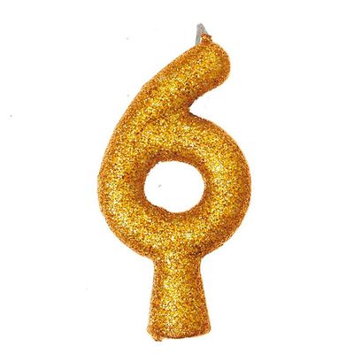 Vela De Aniversário Puro Glitter Dourada Modelo 5