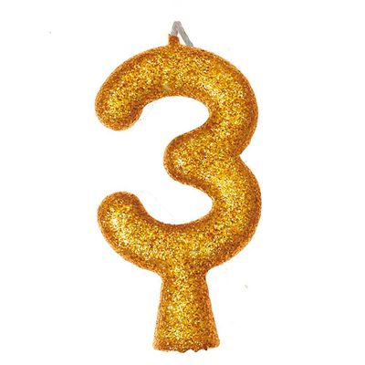 Vela De Aniversário Puro Glitter Dourada Modelo 8