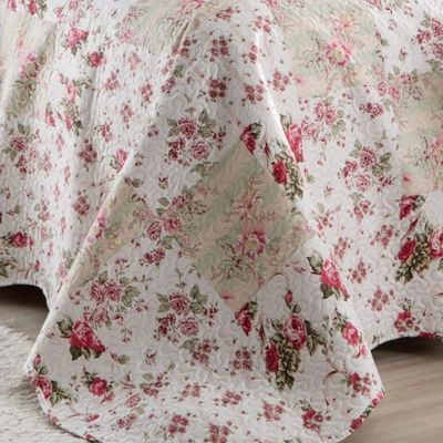 Kit Cobre Leito Colcha Mix King Estampado Dupla Face Floral 3 Peças - Isabela