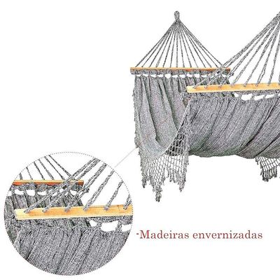 Rede Grande De Dormir Americana Com Madeira Várias Cores Cor:Cinza Mesclado