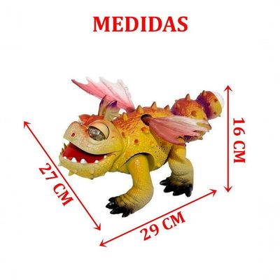 Brinquedo Infantil Dragão Com Luz E Som Movimento Dinossauro
