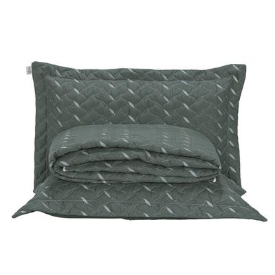 Cobre Leito Queen Heitor Bordado Hipercal 400 Fios 3 Peças - Verde Militar
